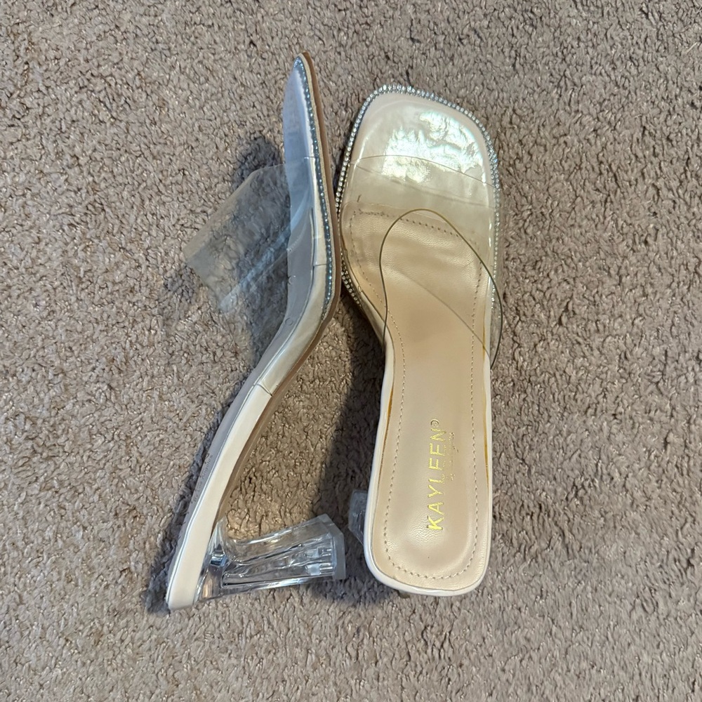 Cream Transparent Heeled Sandals
